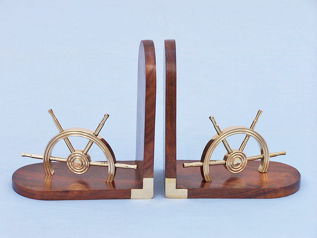 Book end with ship wheel