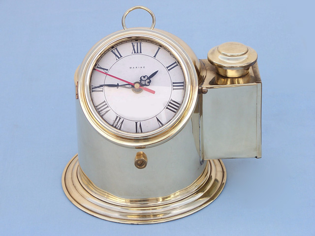 Brass helmet compass with watch