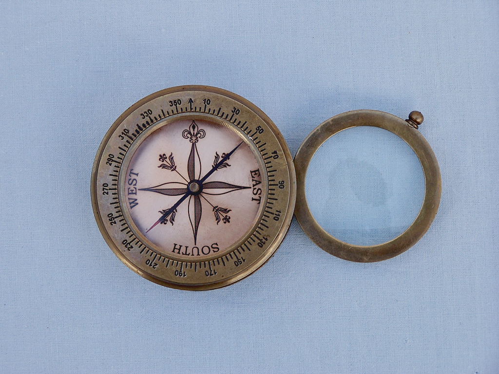 Compass with magnifying glass 