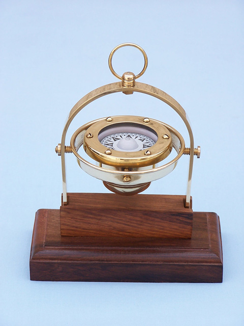 Brass gimballed compass