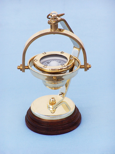 Brass gimballed compass