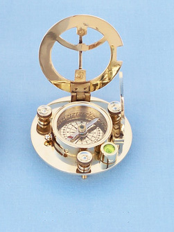 Round sundial compass