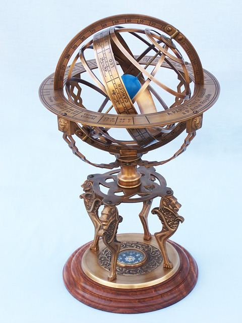 Armillary on wood base