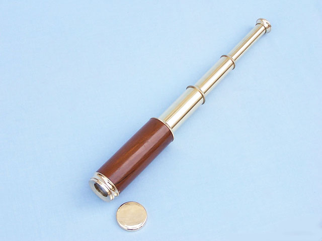 Brass/ wood pipe folding telescope