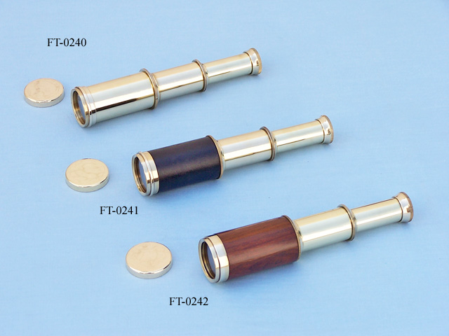 Brass /leather/wood folding telescope 