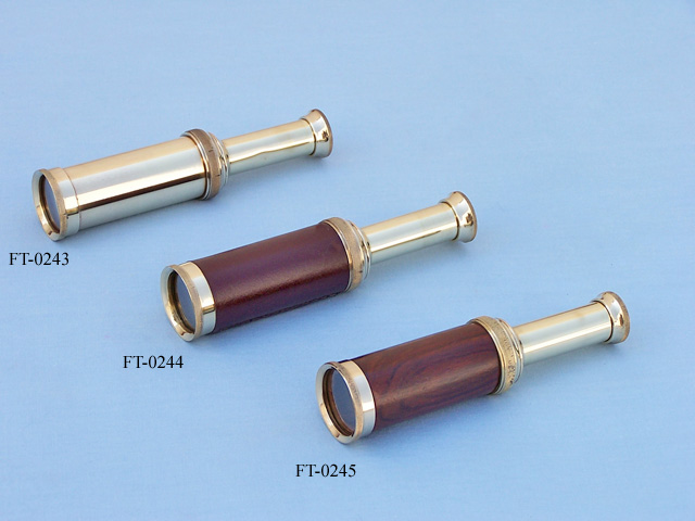 Brass/ leather /wood folding telescope