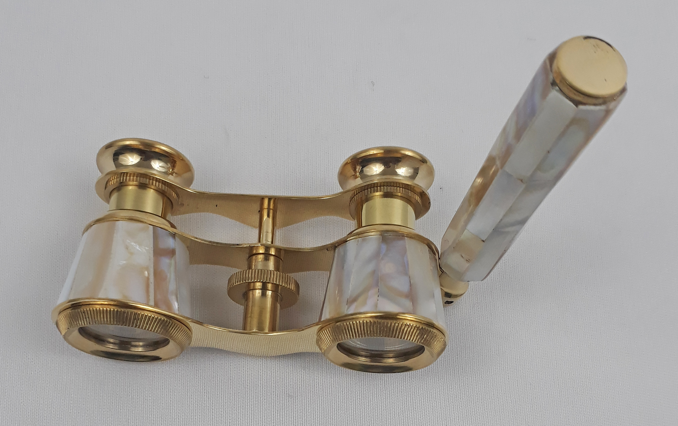 Brass/ mother of pearl mounted binocular