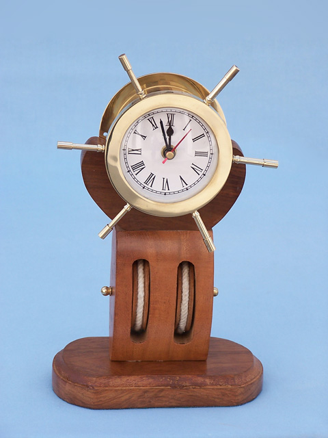 Brass Wheel watch on wooden pulley