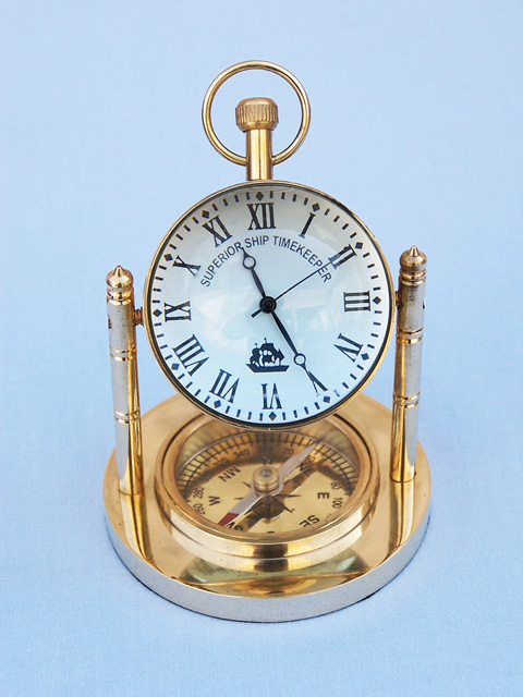 Brass Stand watch with compass