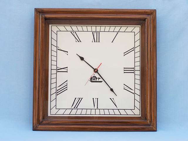 Large Square wood frame wall clock