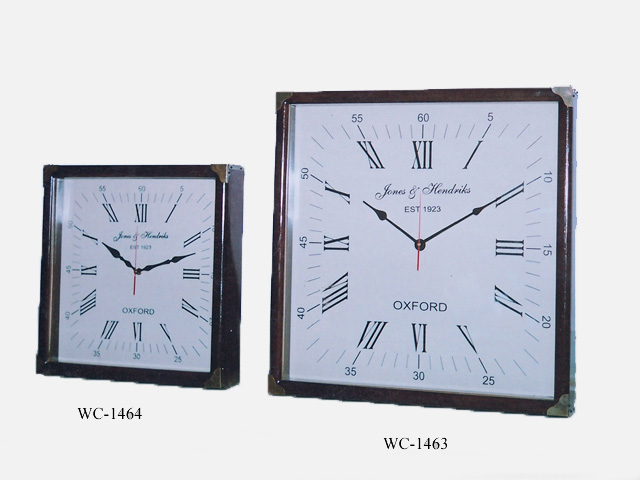 Square wood frame wall clock