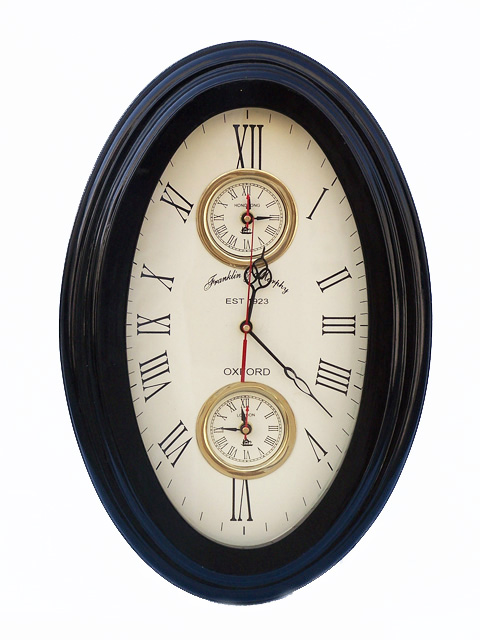 Wooden vertical oval wall clock