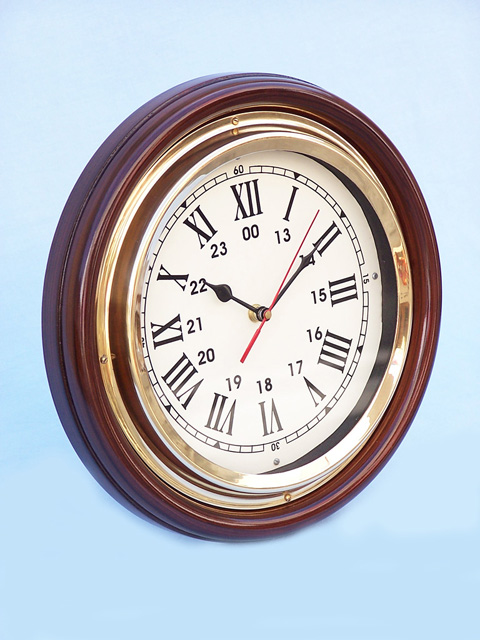 Round wood ship's time wall clock