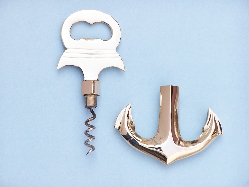 Brass cork screw bottle opener