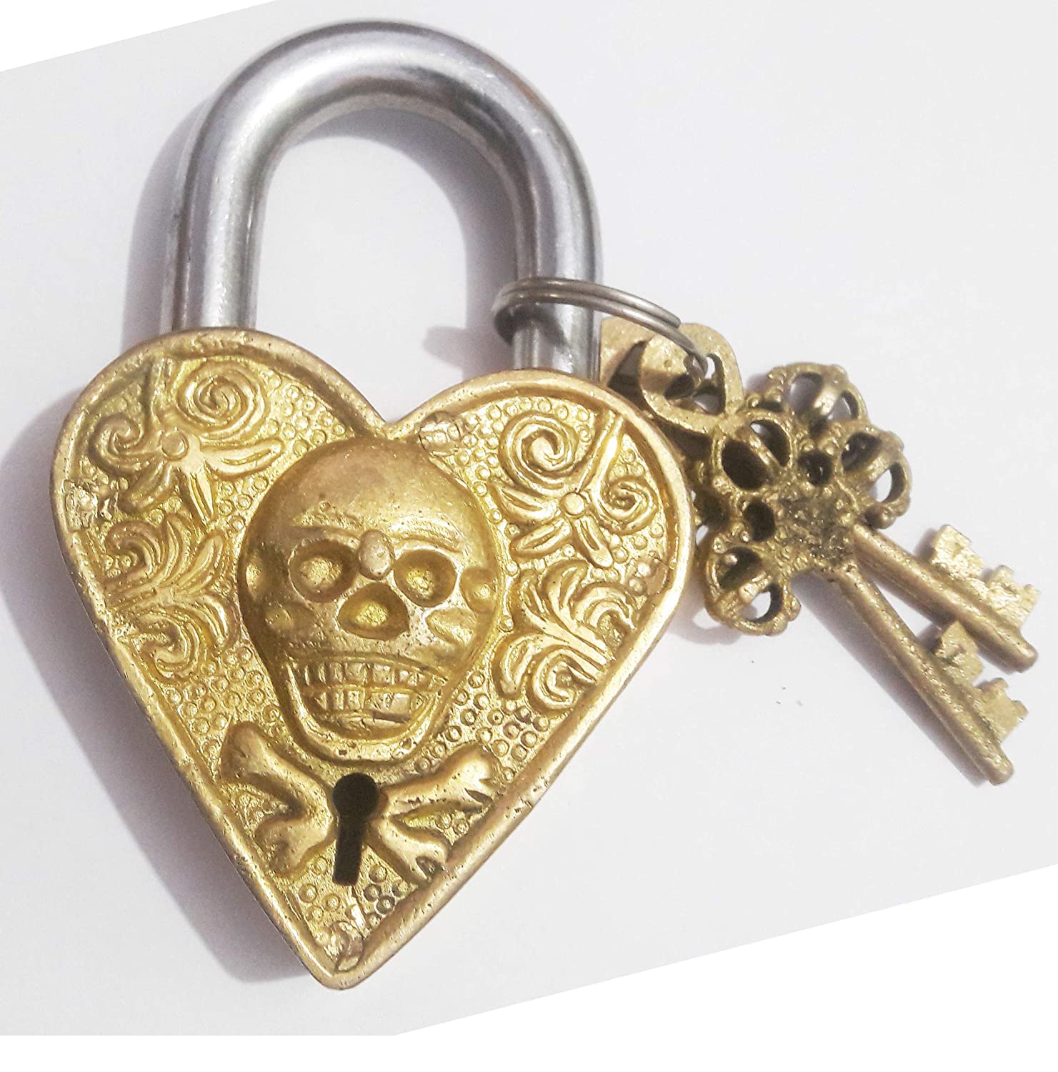 Brass skull and cross bones pad locks