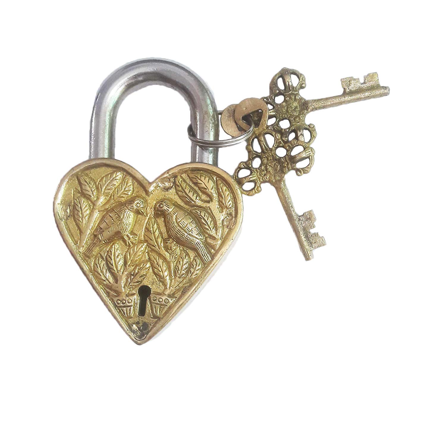 Brass heart shape door pad locks