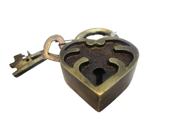 Brass heart shape pad locks