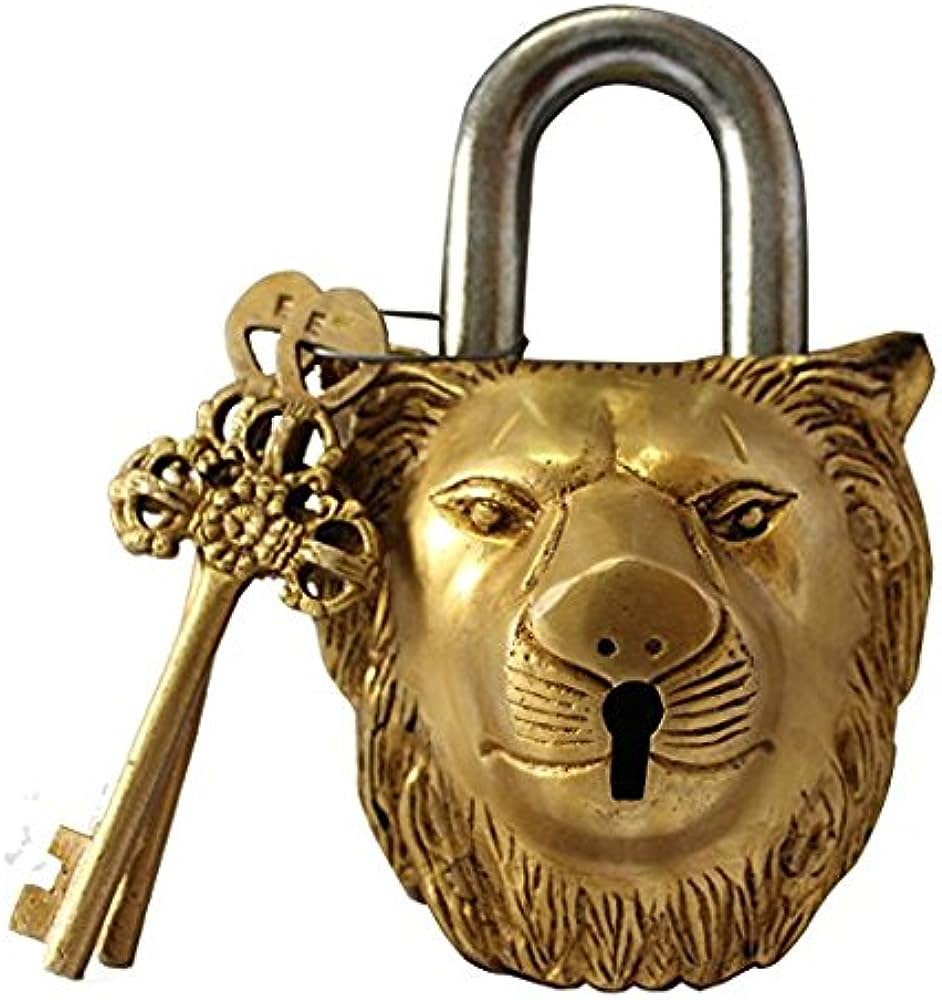 Brass lion head door pad locks