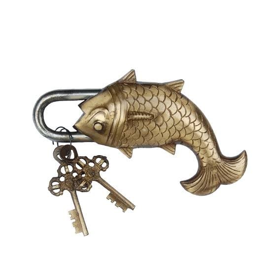 Brass fish design door pad locks