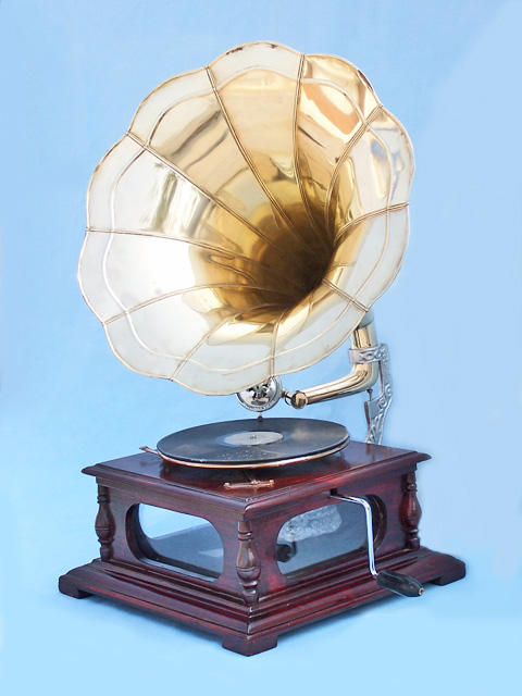 Square gramophone with glass windows