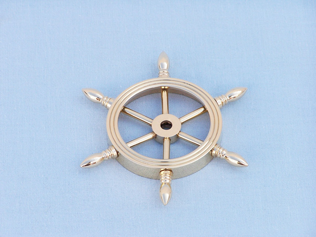 Brass ship wheel paper weight