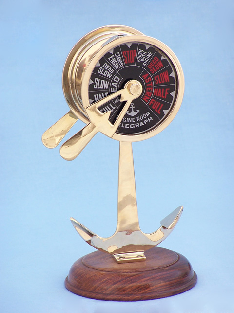 Brass Ship's engine room telegraph on anchor 9-1/2