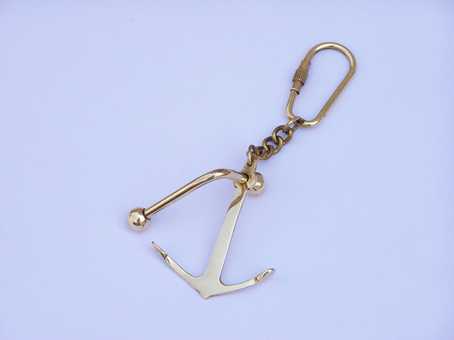 Brass Admiralty pattern anchor key chain