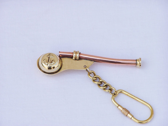 Copper whistle small key chain