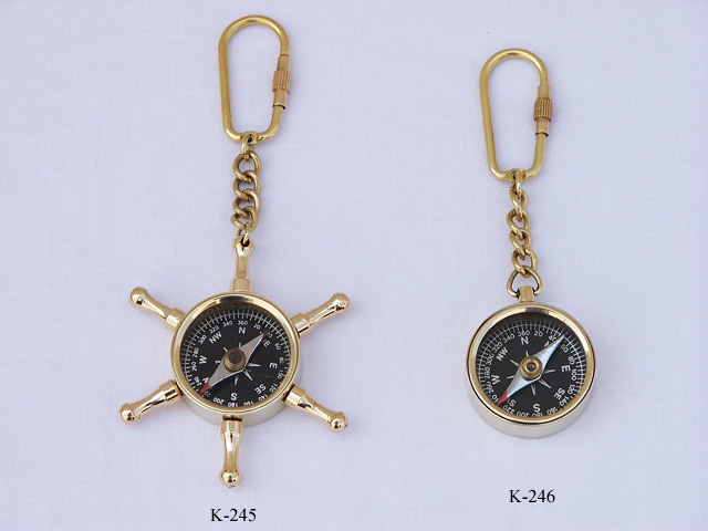 Brass compass key chain