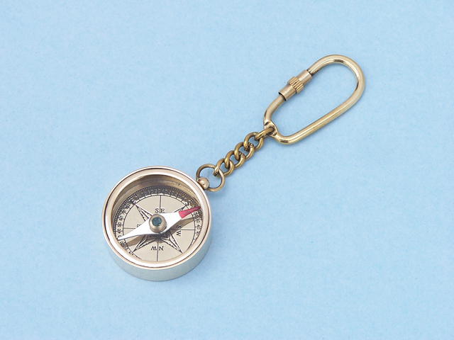 Brass compass key chain