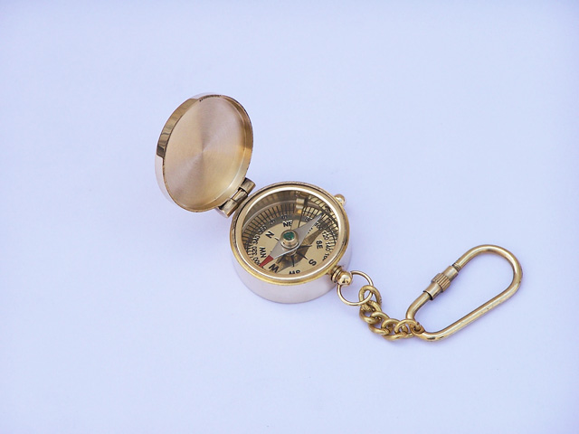 Brass compass key chain