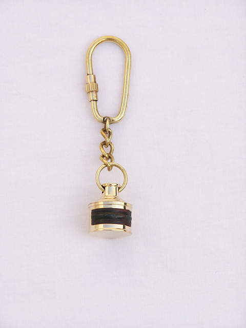 Brass Ship lamp red key chain