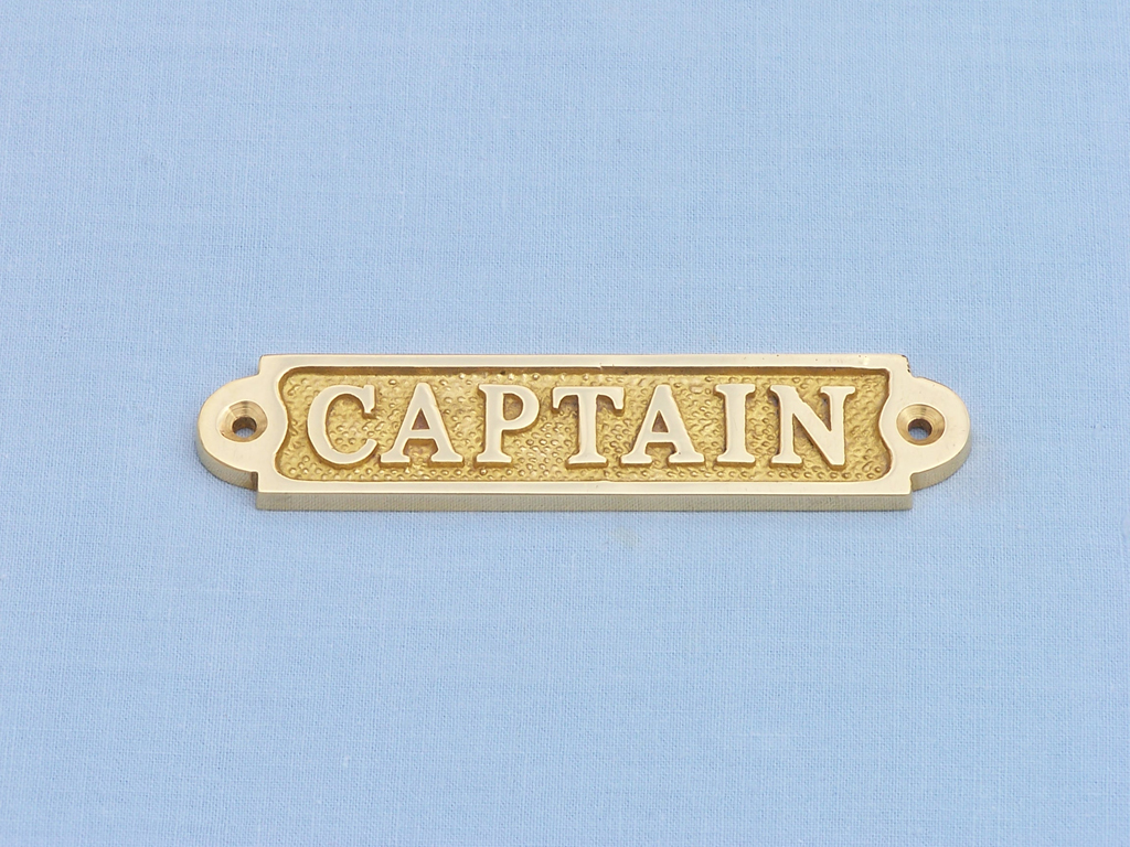 Brass sign of captain