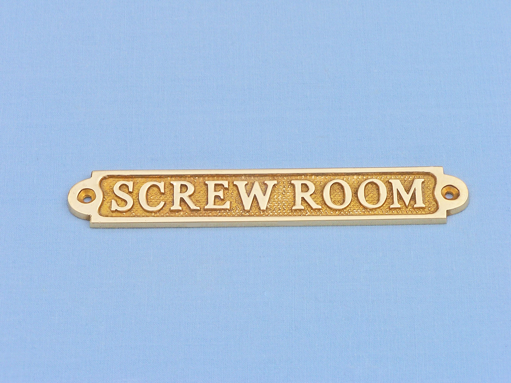 Brass sign of Screw room